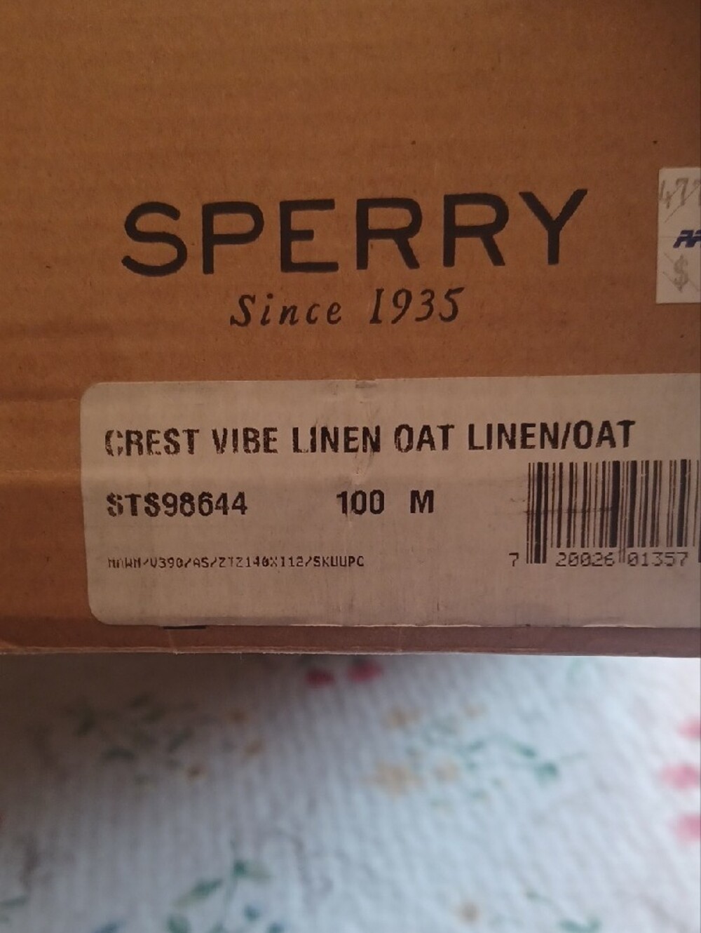 Sperry Women's Linen Oat Canvas Boat Shoes with Brown Laces - Picture 3 of 7